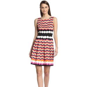 London Times Printed Fit-and-Flare Dress - Size 4